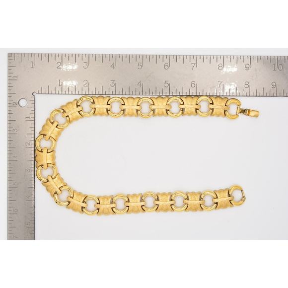 Givenchy Vintage Collar Necklace Brushed Gold Textured Chunky Signed 1980s 9A - Picture 12 of 12